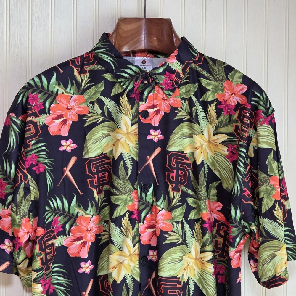 San Francisco Giants Shirt Mens XL Multi MLB Baseball Hawaiian Destroyer Rocks